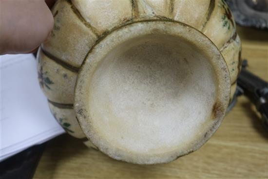 A Mughal style painted alabaster bottle vase 11in.